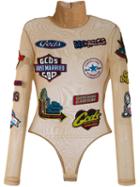 Gcds Branded Bodysuit, Women's, Size: Large, Nude/neutrals, Polyamide/spandex/elastane