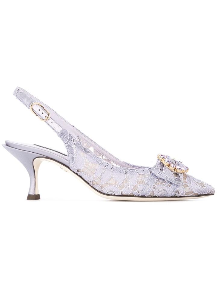 Dolce & Gabbana Lace Slingback Pumps - Purple