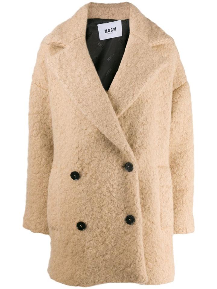Msgm Oversized Double-breasted Coat - Neutrals