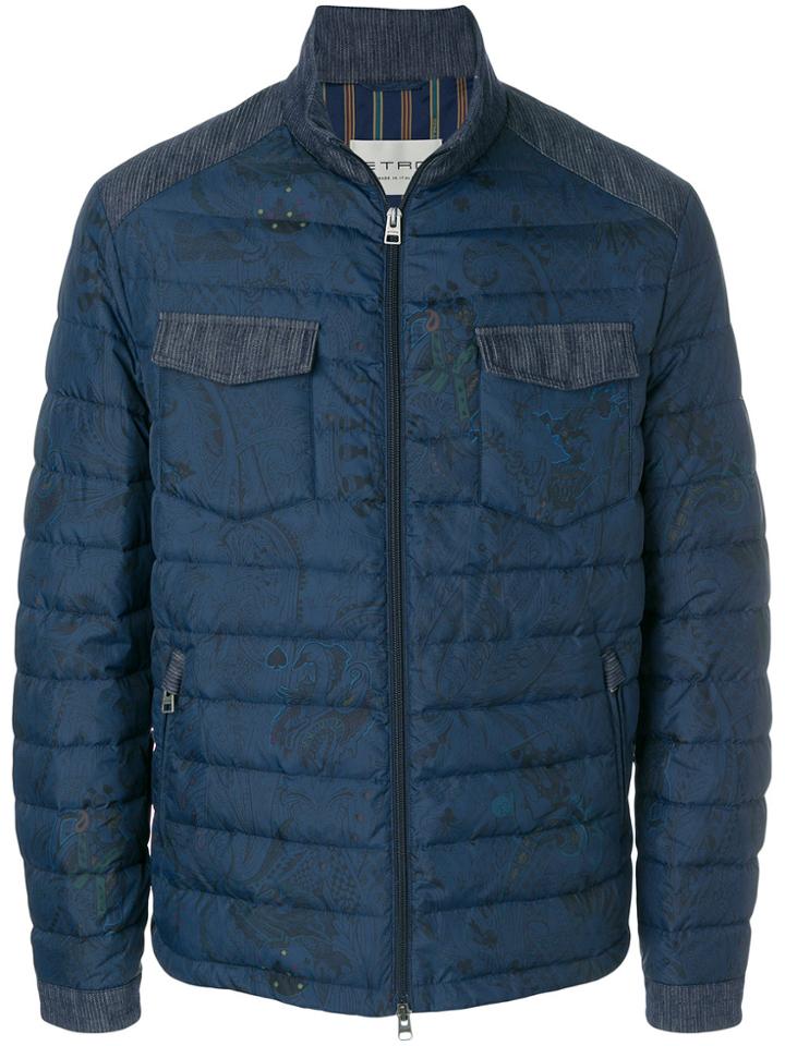 Etro Quilted Paisley Print Jacket - Blue
