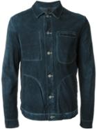 Giorgio Brato Contrast Stitching Jacket, Men's, Size: 54, Blue, Leather