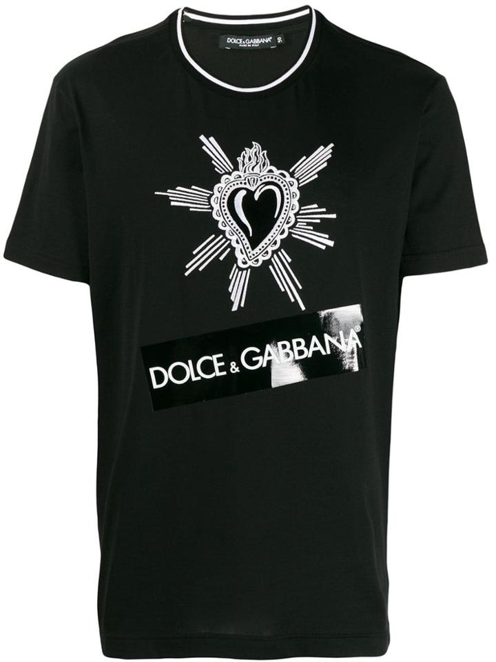 Dolce & Gabbana Heart Embroidery T-shirt - Black