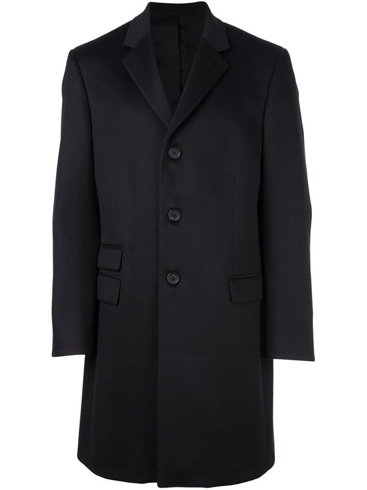 Joseph Single Breasted Coat, Men's, Size: 52, Blue, Viscose/cashmere