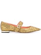 Rochas Pointed Toe Logo Ballerinas - Metallic