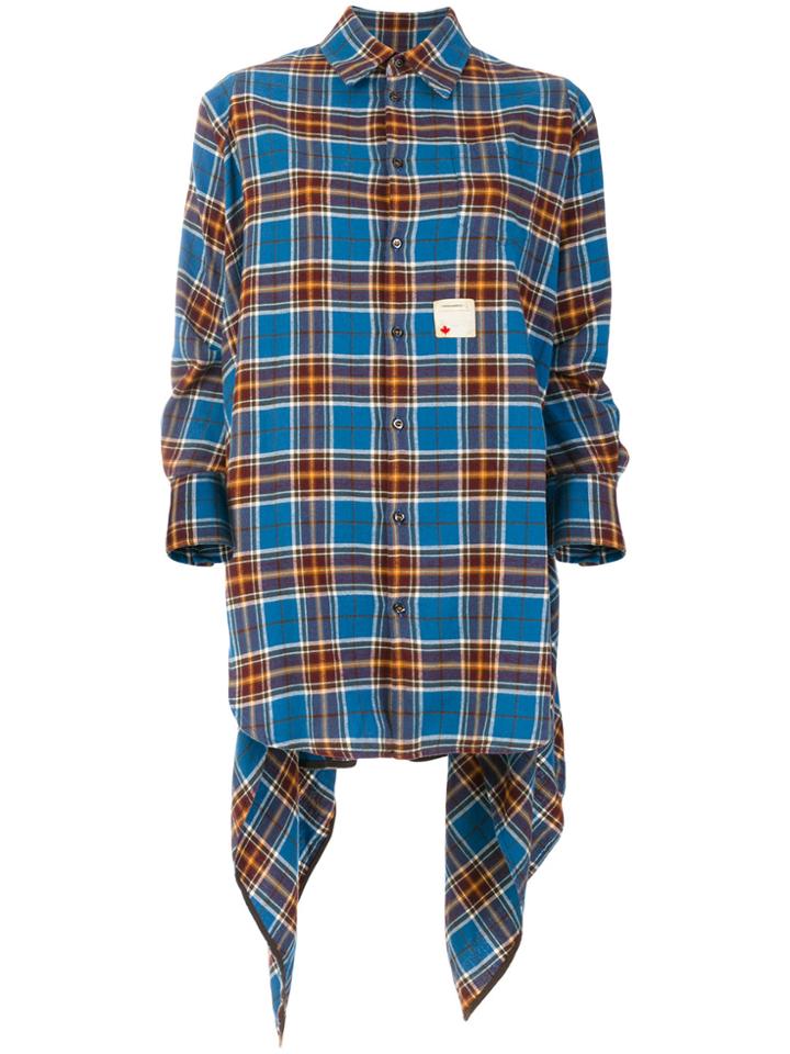 Dsquared2 Tail Back Checked Shirt - Blue