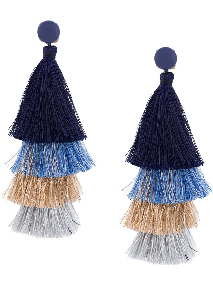 Deepa Gurnani Fringed Drop Earrings - Blue