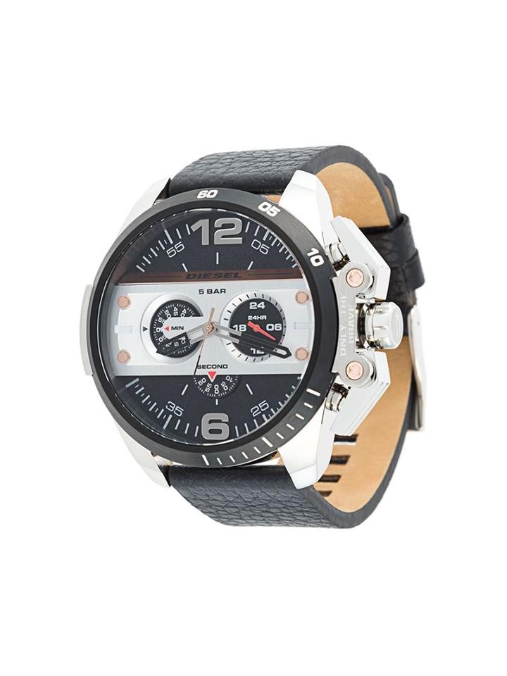 Diesel Round Analog Watch, Adult Unisex, Black, Stainless Steel/leather