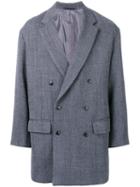 H Beauty & Youth. Loose Double-breasted Coat, Men's, Size: Medium, Grey, Polyester/cupro/wool