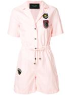 Mr & Mrs Italy Patch-appliquéd Playsuit - Pink & Purple