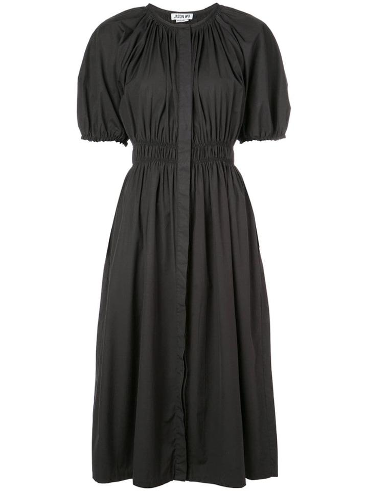 Jason Wu Puff Sleeve Midi Dress - Black