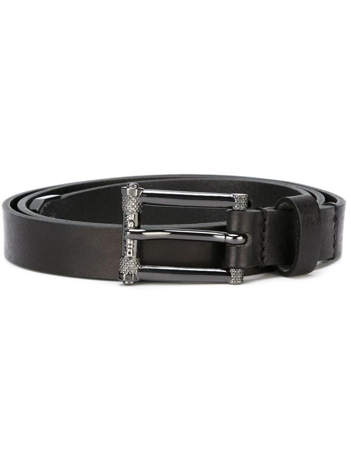 Diesel Logo Buckle Belt, Women's, Size: 90, Black, Leather/metal (other)