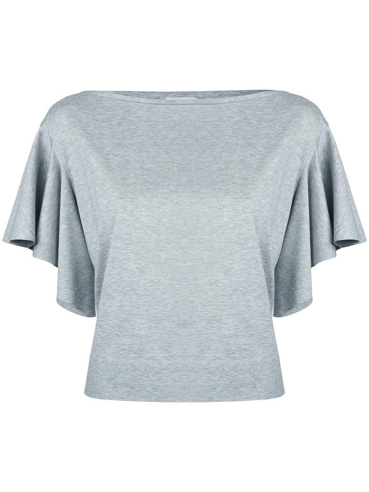 Estnation - Waterfall Sleeve Blouse - Women - Cotton - 38, Grey, Cotton