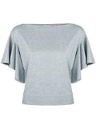 Estnation - Waterfall Sleeve Blouse - Women - Cotton - 38, Grey, Cotton