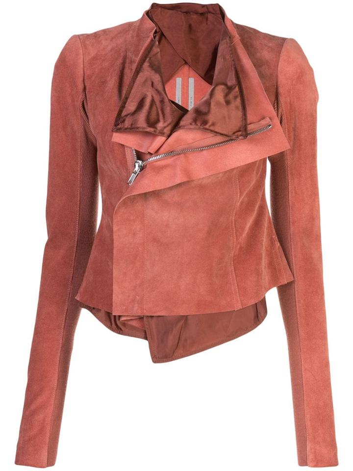 Rick Owens Low Neck Biker Jacket - Red