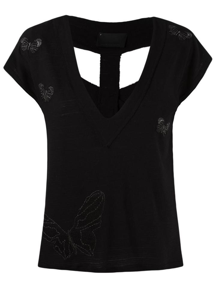 Andrea Bogosian V-neck Blouse, Women's, Size: P, Black, Cotton/polyester