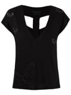 Andrea Bogosian V-neck Blouse, Women's, Size: P, Black, Cotton/polyester