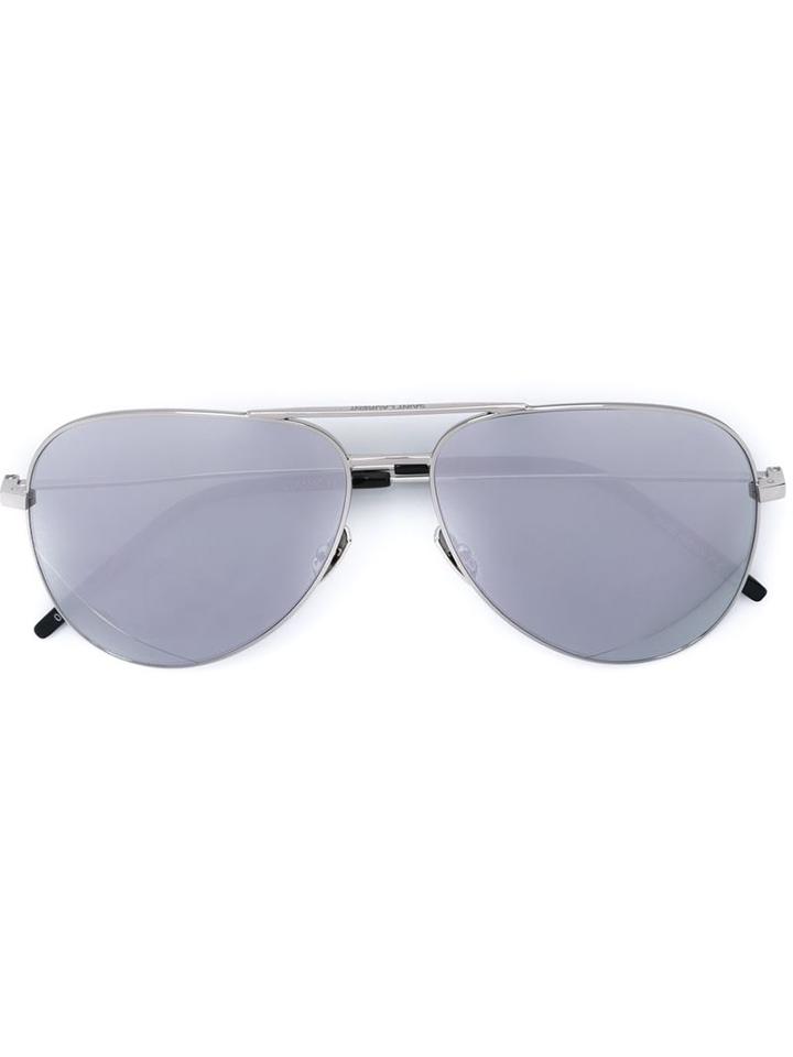 Saint Laurent Classic Aviator Sunglasses, Adult Unisex, Grey, Metal