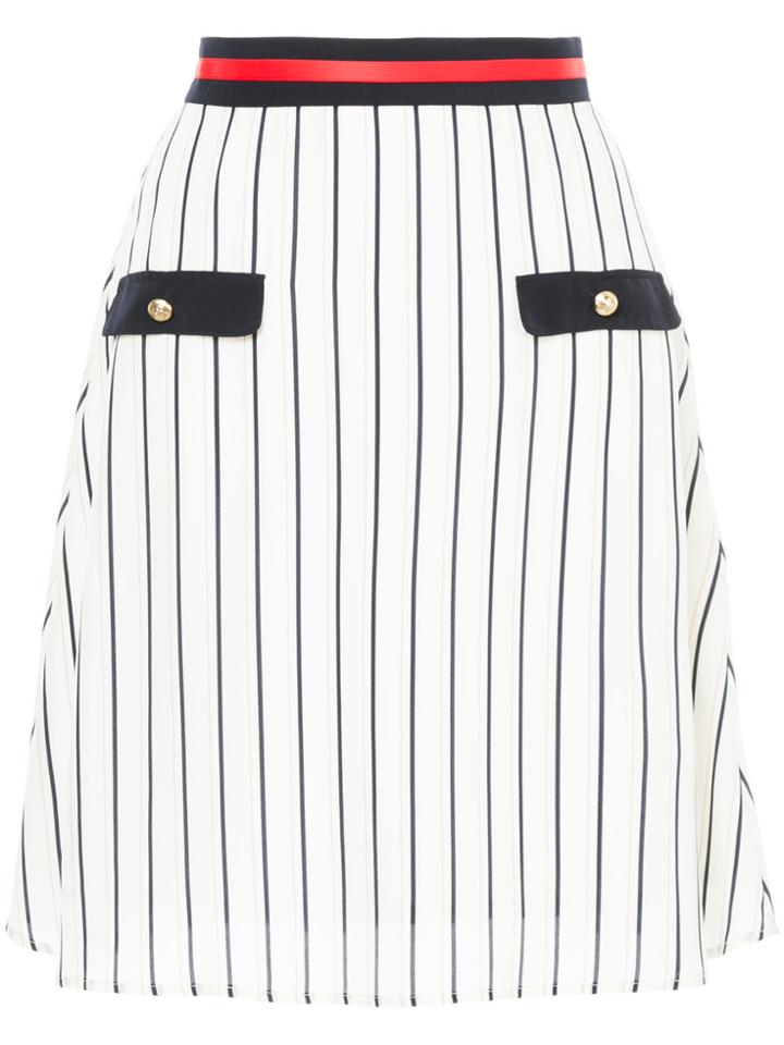 Loveless Striped A-line Skirt - White