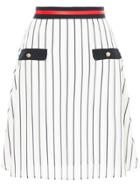 Loveless Striped A-line Skirt - White