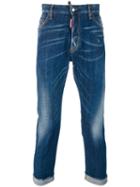 Dsquared2 Cropped Jeans, Size: 48, Blue, Cotton/spandex/elastane/polyester/calf Leather
