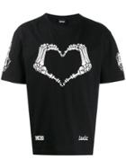 Ktz Skeleton Heart Print T-shirt - Black