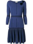 Fendi 3/4 Sleeve Ribbed Dress - Blue