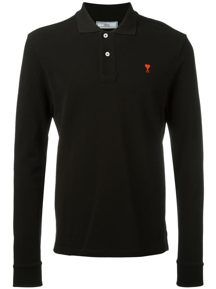 Ami Alexandre Mattiussi - Ami De Coeur Polo Shirt - Men - Cotton - L, Black, Cotton