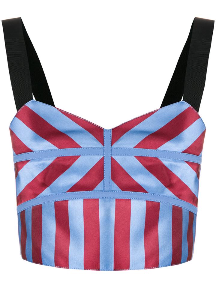 Self-portrait Striped Crop Top - Blue