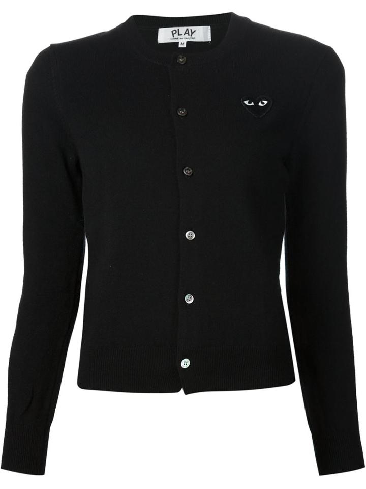 Comme Des Garçons Play - Embroidered Heart Cardigan - Women - Wool - Xs, Women's, Black, Wool