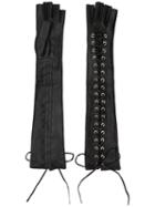Manokhi - Long Laced Gloves - Women - Leather - 7, Black, Leather