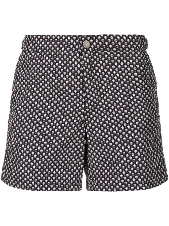 Alexander Mcqueen Dots Skull Print Swim Shorts - Black