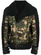 Balmain Camouflage Leather Jacket - Green