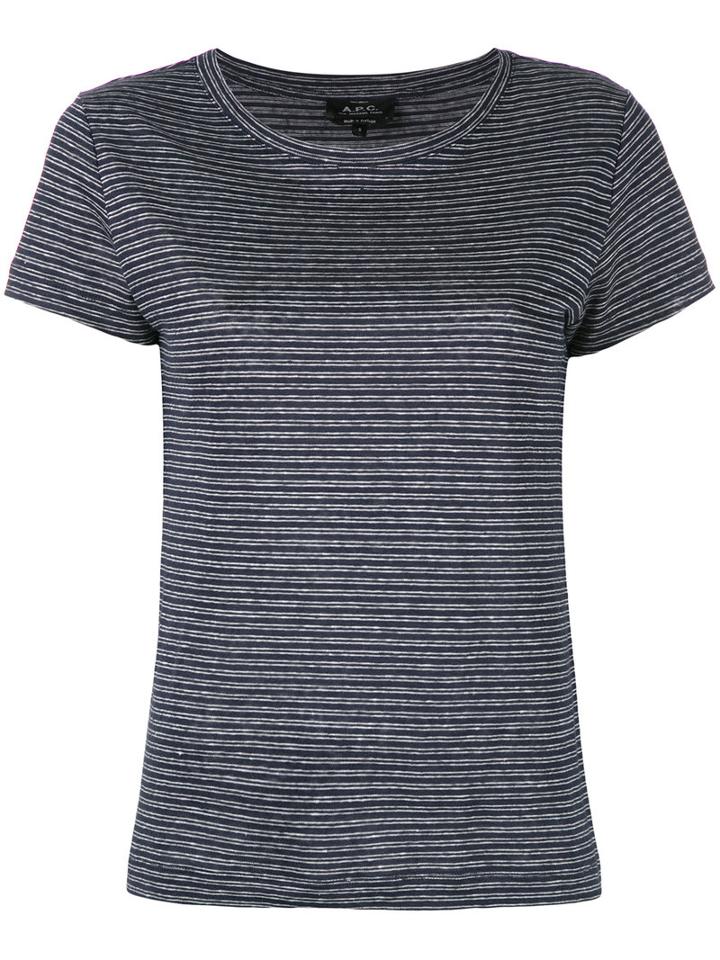 A.p.c. Striped T-shirt, Women's, Size: Large, Blue, Linen/flax