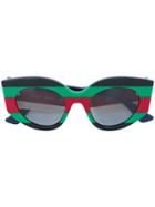 Gucci Eyewear Stripe Framed Sunglasses - Multicolour