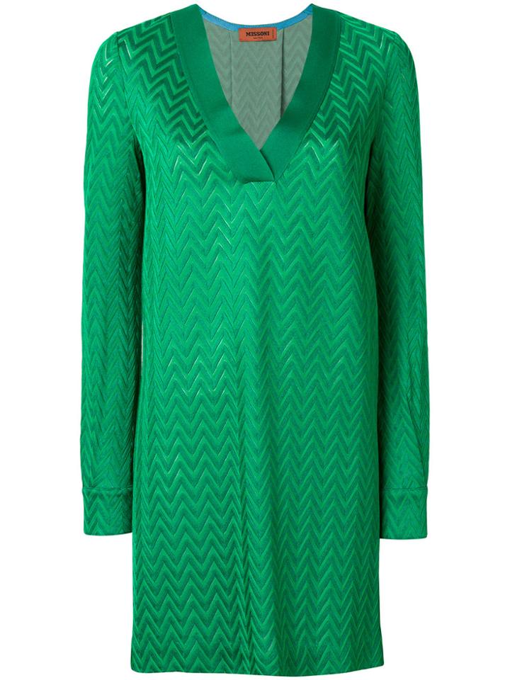Missoni V-neck Shift Dress - Green