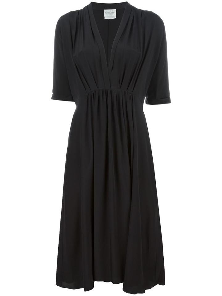 Forte Forte Gathered Front V-neck Dress, Women's, Size: 0, Black, Silk