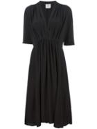 Forte Forte Gathered Front V-neck Dress, Women's, Size: 0, Black, Silk