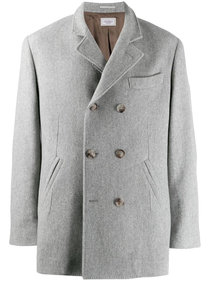 Brunello Cucinelli Cashmere Double-breasted Coat - Grey