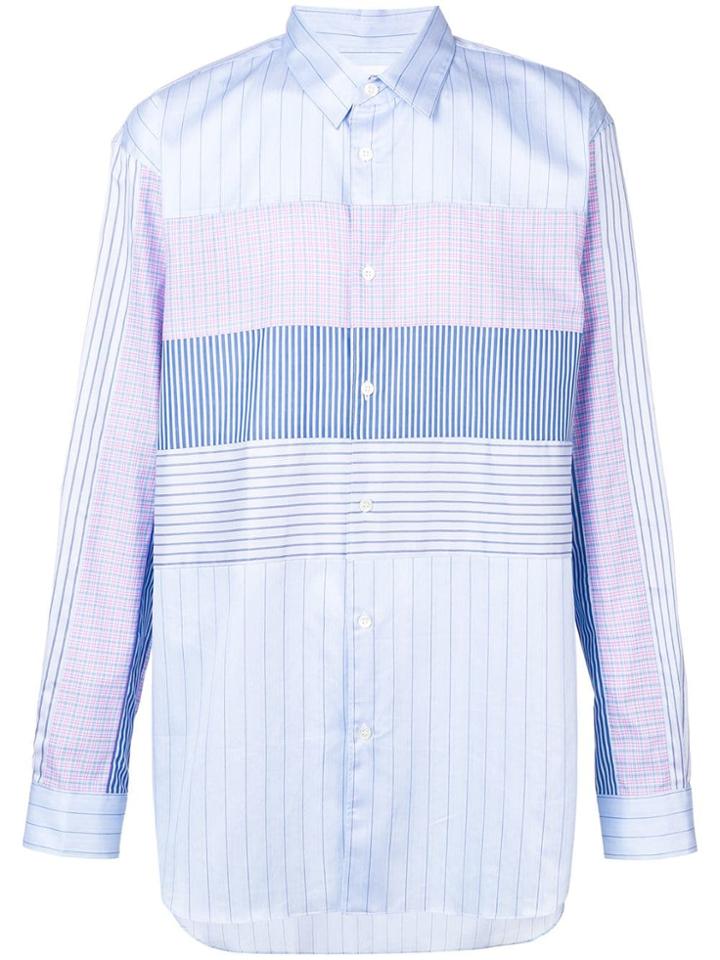 Comme Des Garçons Shirt Panelled Button-down Shirt - Blue