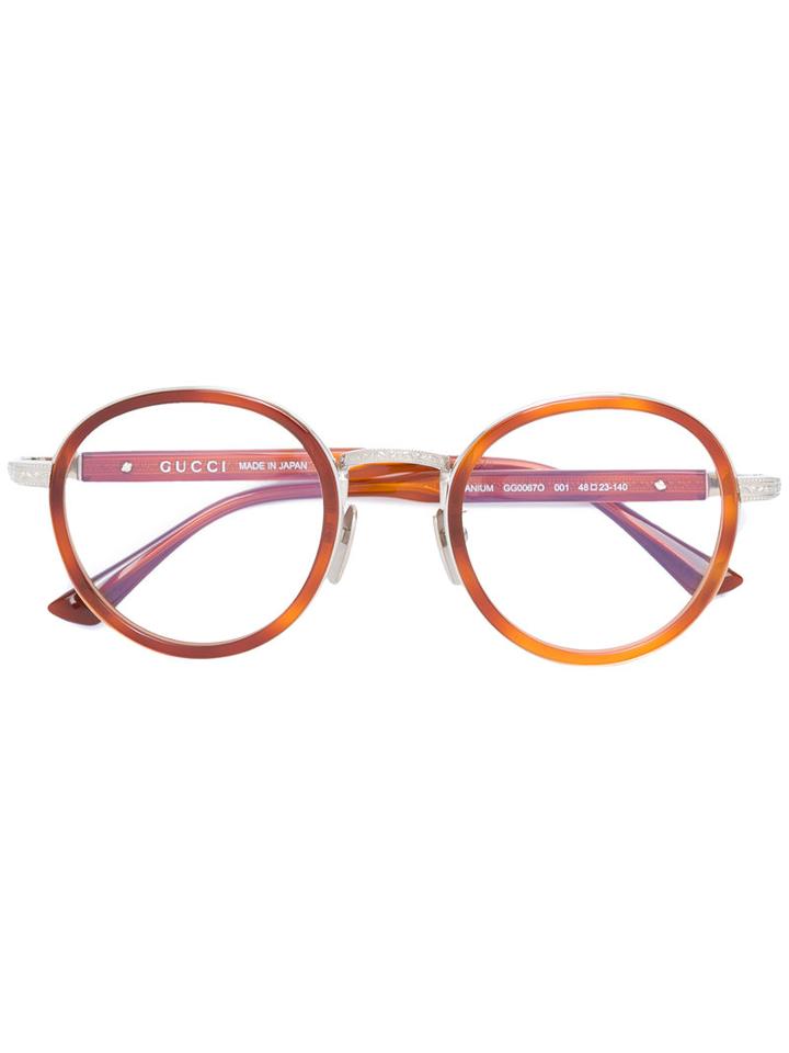 Gucci Eyewear - Wide Bridge Round Glasses - Men - Acetate/titanium - 48, Brown, Acetate/titanium