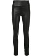 Sprwmn Leather Striped Leggings - Black