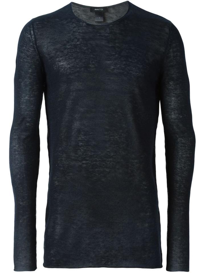 Avant Toi Fine Knit Sweater, Men's, Size: Xxl, Blue, Cotton/linen/flax