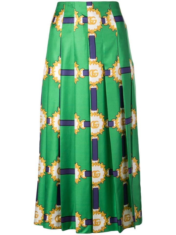 Gucci Double G Patterned Midi Skirt - Green