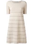 D.exterior Embroidered Trim Dress, Women's, Size: Small, Nude/neutrals, Acrylic/polyamide/polyester/wool