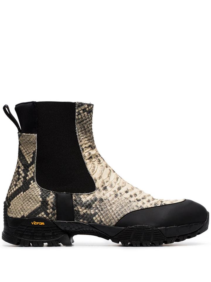 1017 Alyx 9sm Black Vibram Snake Print Leather Chelsea Boots