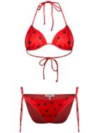 Ganni Polka Dot String Bikini - Red