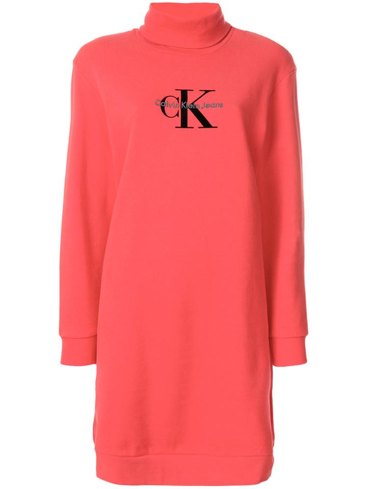 Calvin Klein Jeans Logo Sweater Dress - Red