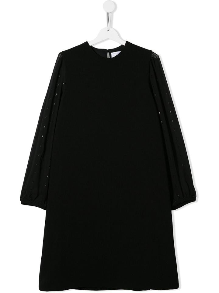 Señorita Lemoniez Teen Sheer Sleeved Dress - Black