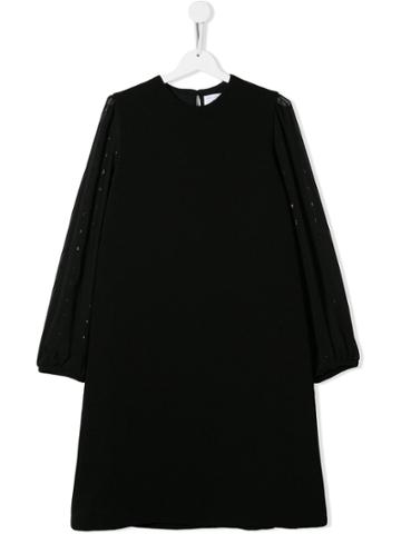 Señorita Lemoniez Teen Sheer Sleeved Dress - Black