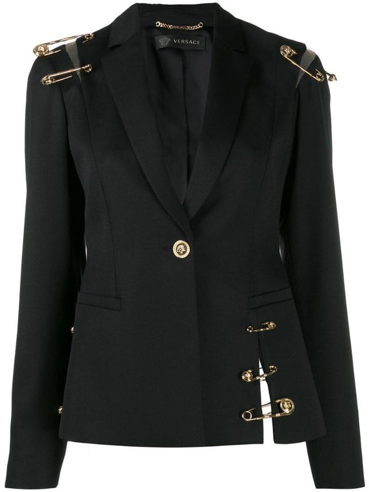Versace Safety Pin Details Blazer - Black